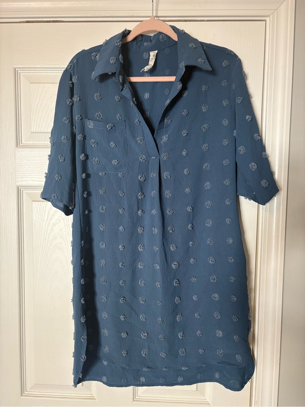 Casual Button-Down Shirt Dress in Dusty Teal